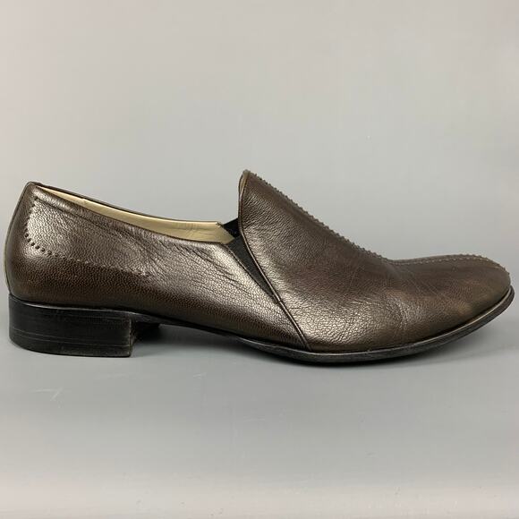 BRUNO MAGLI Size 9 Brown Contrast Stitch Leather Loafers - Picture 1 of 1